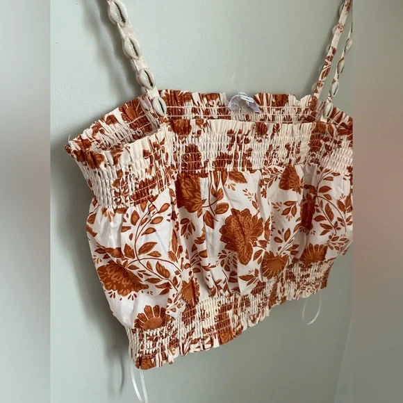 Anthropologie BAILEY /44 Floral Cropped Top with Seashell Straps size large - Picture 8 of 10